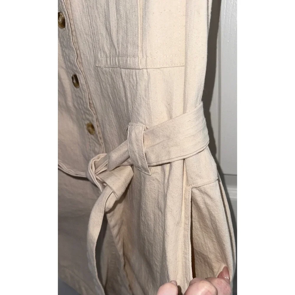 Kittenish Women's Beige Utility Romper Belted Button Front Sleeveless Size M 188 - Picture 8 of 13
